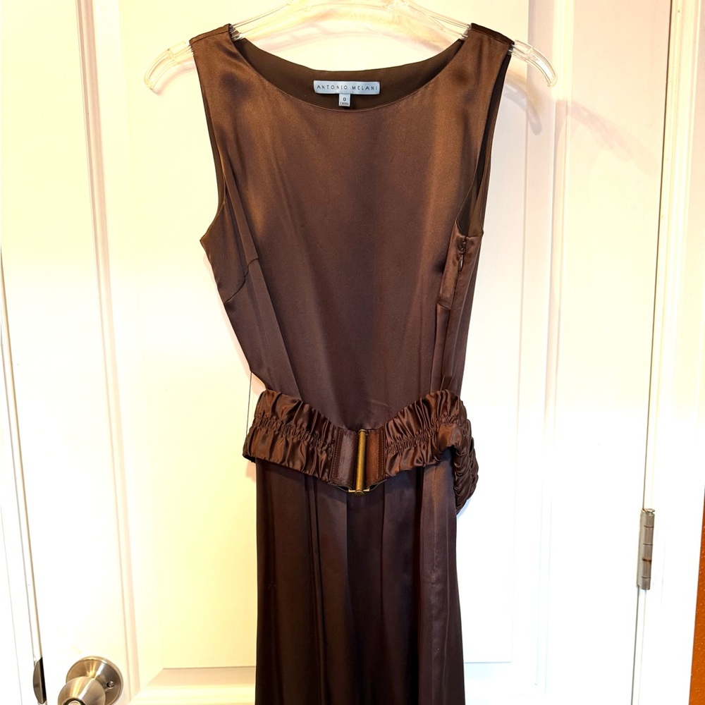 ANTONIO MELANI Chocolate Brown Midi Dress